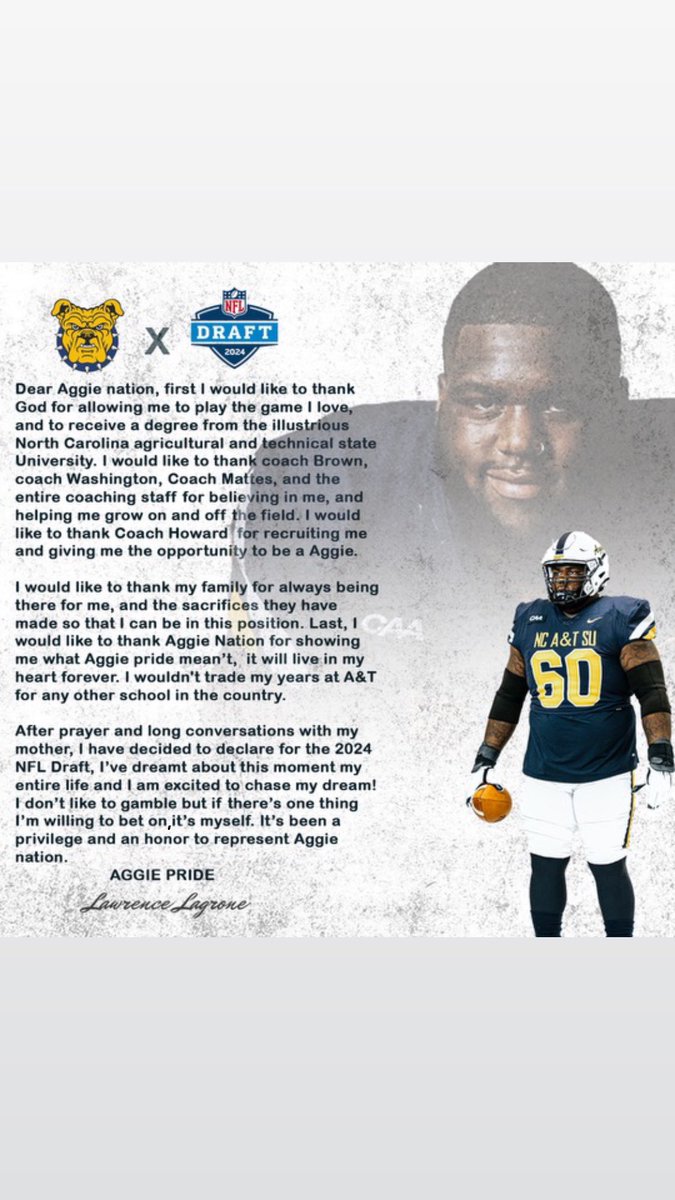 LawrenceLagrone's tweet photo. The biggest risk is not taking any risk. Thank you to the man upstairs for everything. https://t.co/73Aif9nfeG