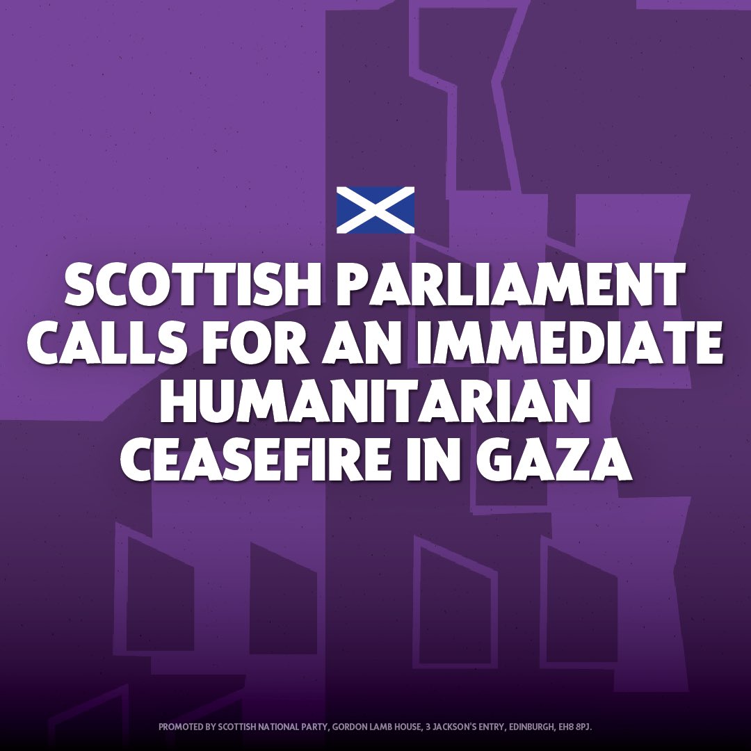 🏴󠁧󠁢󠁳󠁣󠁴󠁿 The Scottish Parliament has voted to support First Minister @HumzaYousaf’s motion for an immediate ceasefire in Gaza. 🙏 A ceasefire is the only way to ensure access for vital humanitarian aid that will help to save lives in Israel and Gaza.