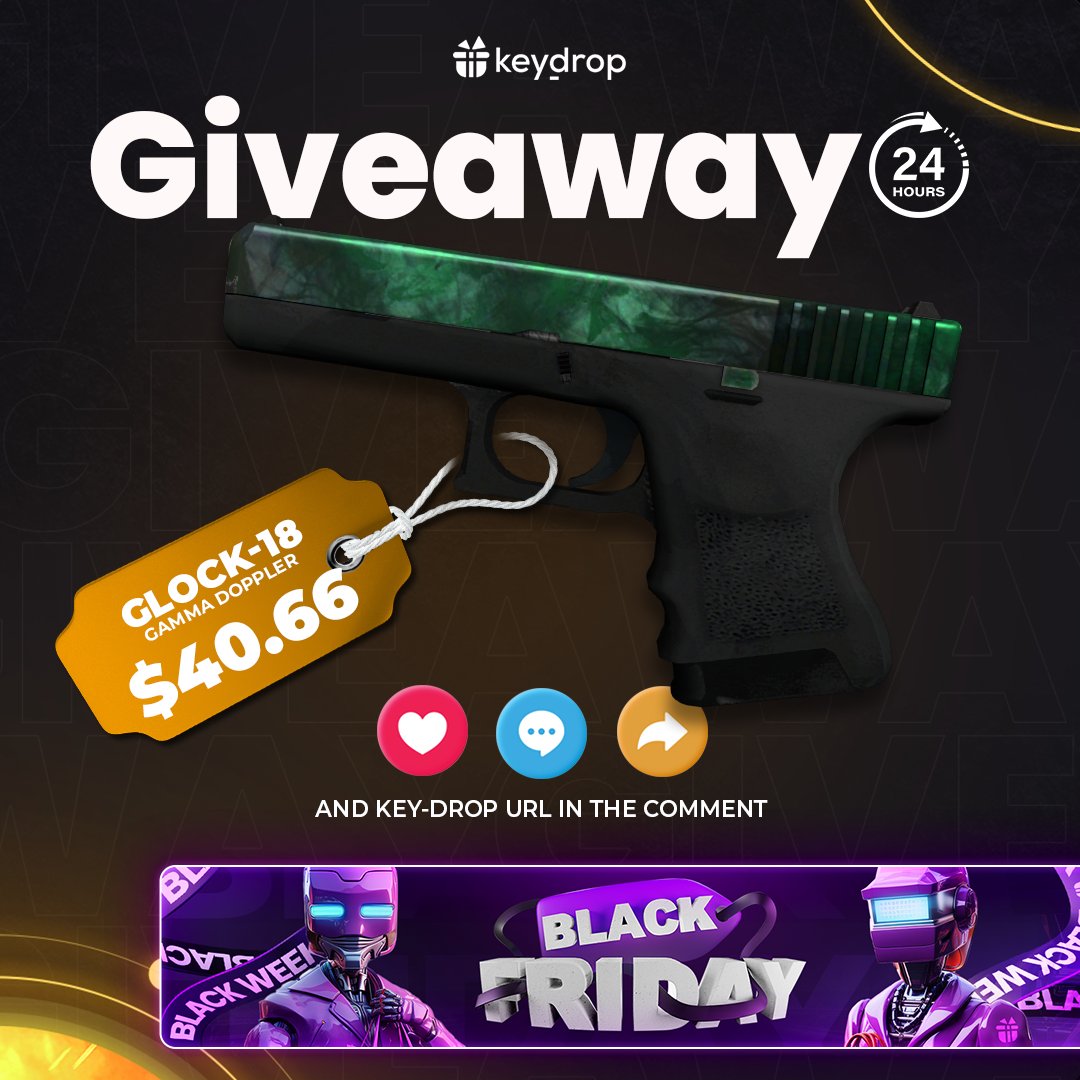 keydropcom's tweet image. Giveaway on Glock-18 | Gamma Doppler🎁

👊 Just leave ❤️ under the post!
🤝 Follow us!
🔁 Retweet!

⏰ Wait 24 hours!

#freeskins #csgoskinsgiveaway #csgoskinsfree #giveaway #airdrop #csgocases #csgocase #csgocommunity #csgoesport #skins #csgoskins #keydrop #keydropcom