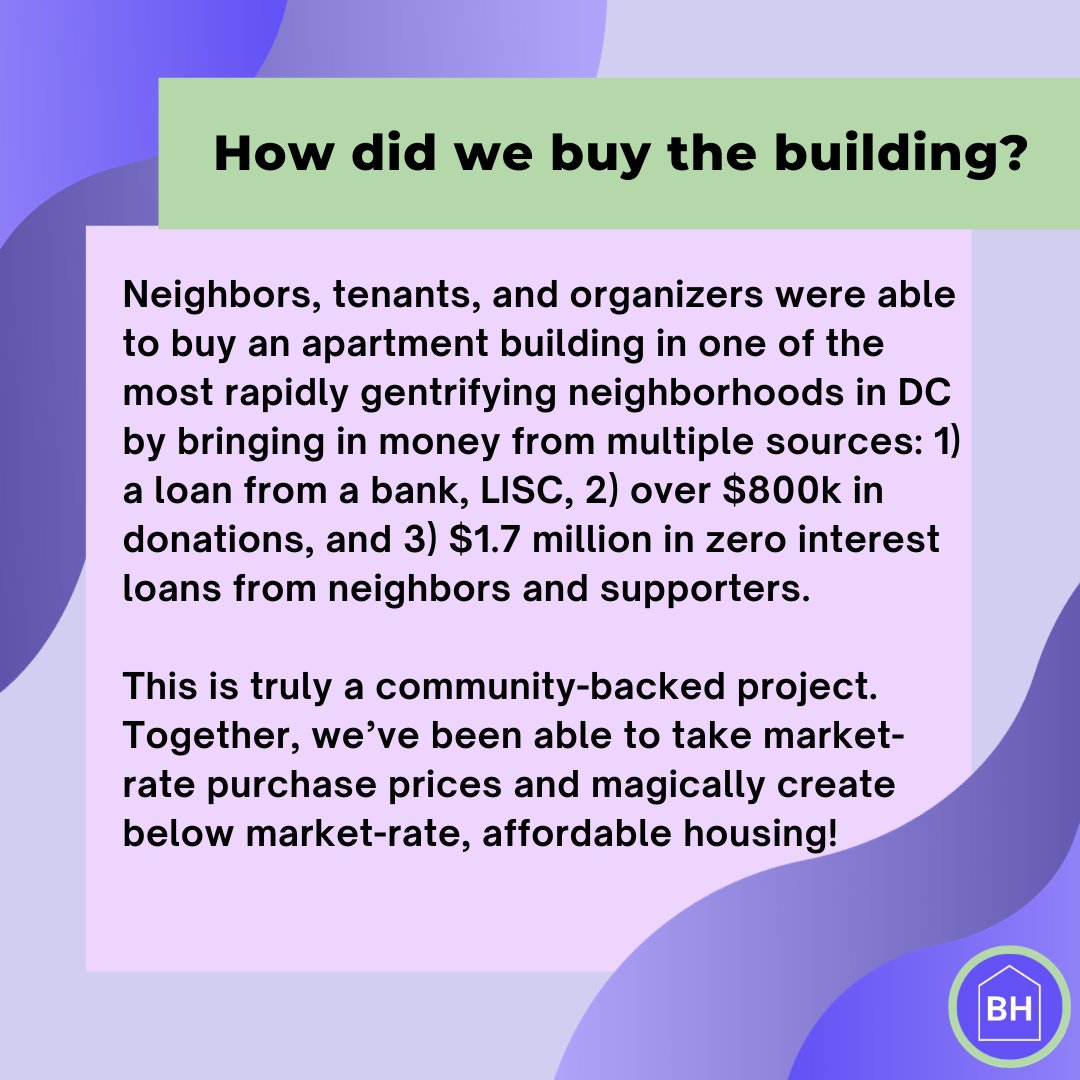 DCW1MutualAid's tweet photo. Baldwin House Community Collective organized to buy an apartment building in one of the most rapidly gentrifying neighborhoods in DC. Now we are launching a Debt Free Futures campaign so resident payments go to upkeep and our community, not loan interest!
https://t.co/h9IsTmknU1 https://t.co/PqjwqicW2w