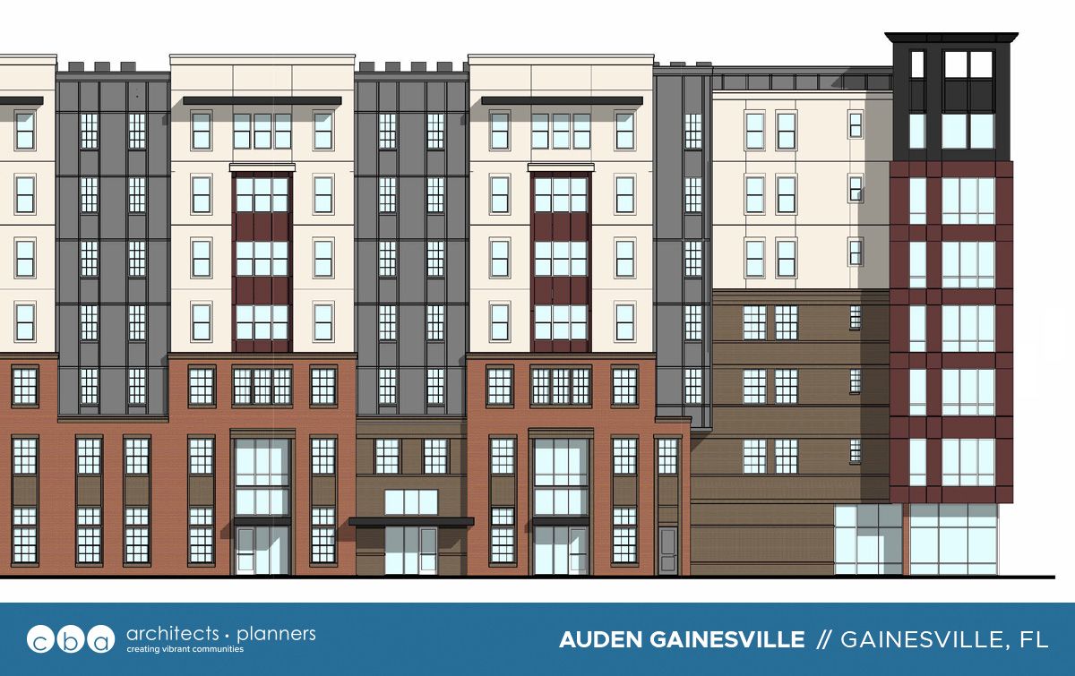 cbaArchitects's tweet photo. Today we're spotlighting one of the building elevations for Auden Gainesville, developed with our Client, @DMGInvestments. The industrial architecture style incorporates brick as an accent material along with stucco, fiber cement panels, and metal panels in limited areas. https://t.co/MMtlH6VPJ2