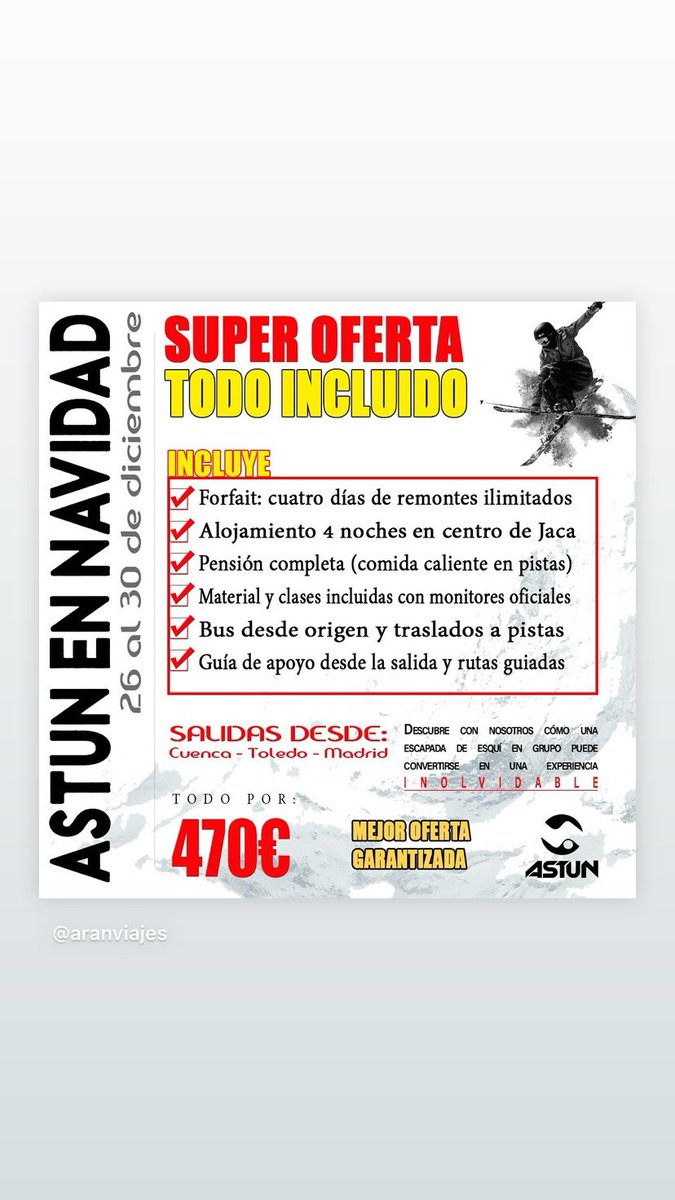 aranviajes's tweet photo. @Astunesqui en navidad !! Súper oferta https://t.co/6e8vbdPCXk