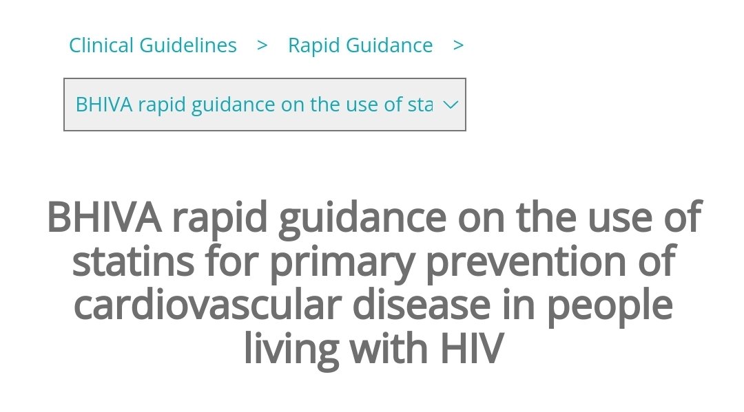 💥World first💥 post <a href="/reprievetrial/">REPRIEVE Trial</a> guidance on statins for primary prevention for people with HIV!
We recommend offering a statin to all >40 which is consistent with <a href="/NICEComms/">NICE</a> guidance. Thank you all who contributed - an intense but sterling effort!!
bhiva.org/BHIVA-rapid-gu…