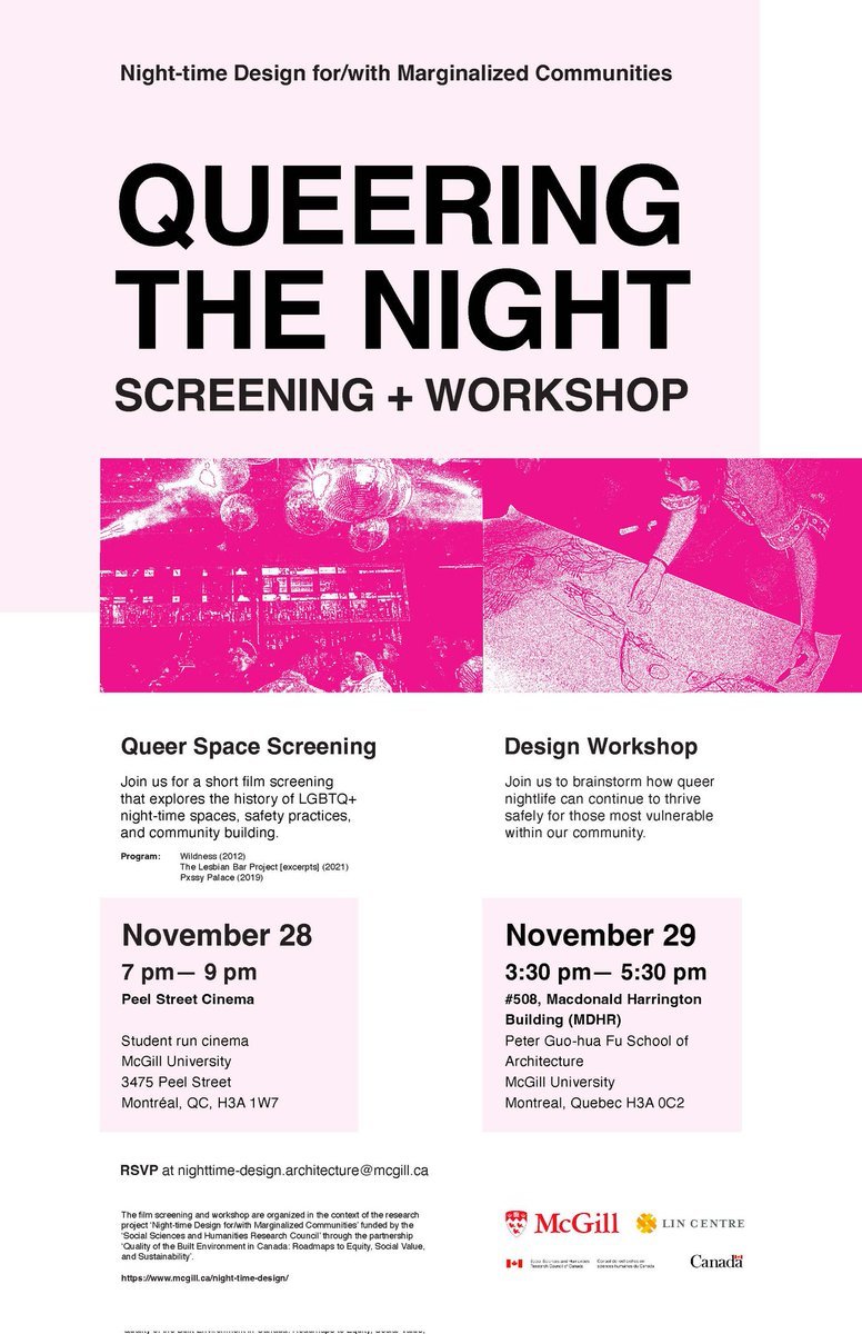 📽️ screening and design talk 🗣️ The <a href="/mcgillu/">McGill University</a> Research group of night studies has an exciting event on offer. Organised by #IrisPintiuta and #AlexandreNeron. Read more on the people behind  livingatlasofquality.ca/research-sites…