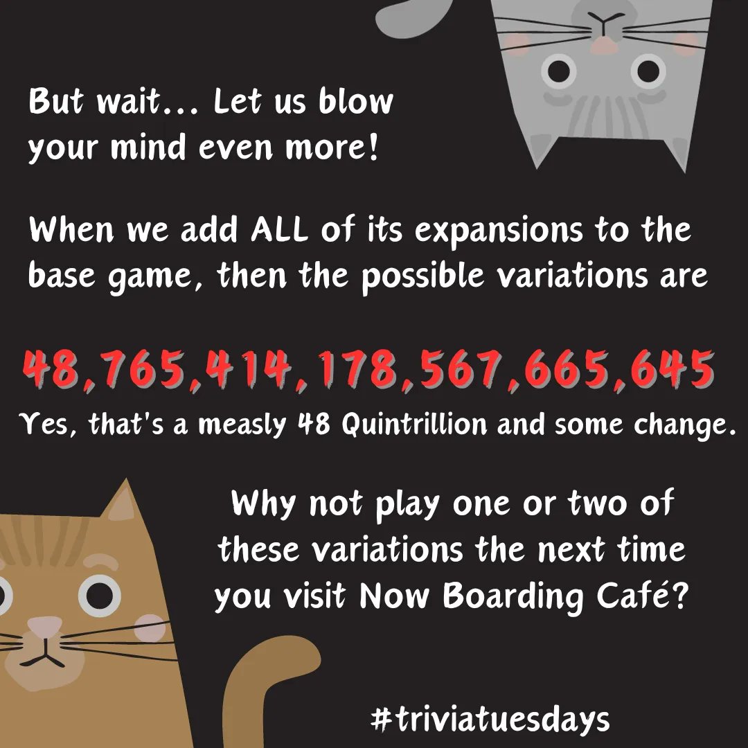 nowboardingcafe's tweet photo. Back with another weekly post in the #triviatuesdays series... And this time, we came prepared with some serious number crunching.

Dominion is one of our all time favourite games to play, and we'd absolutely love for others to fall in love with this game. 💕 https://t.co/VBb3PT9r5T