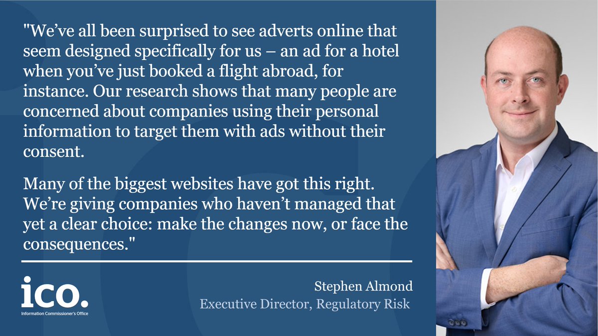🆕 We've issued a warning to some of the UK's most visited websites that they must update their website advertising cookies to comply with data protection law or risk enforcement action. 

Read our full statement here: ico.org.uk/about-the-ico/…