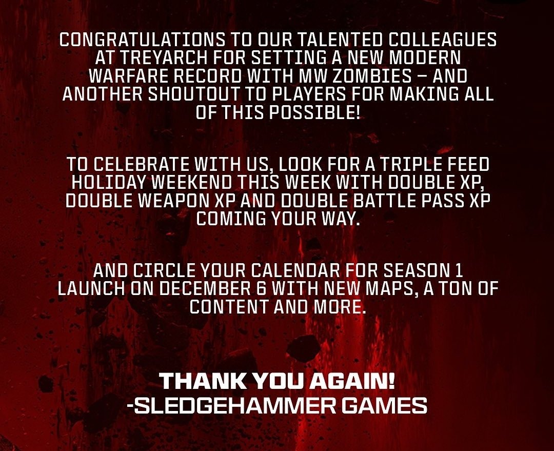 COD: Zombies News on X: "OFFICIAL: #MWZ has been the most engaging third  mode in MW history. https://t.co/QkRh2ejm3l" / X
