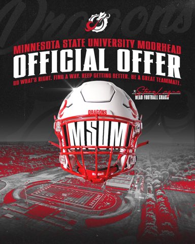 After a great phone call with @CoachTMJames I’m extremely thankful to receive a scholarship offer to play for @msum_football! @CoachDanMcGuire @ShawnSchum75237 @MMarek_PE @CoachBigPete @EDGYTIM @PrepRedzoneIL @CoachLaqua