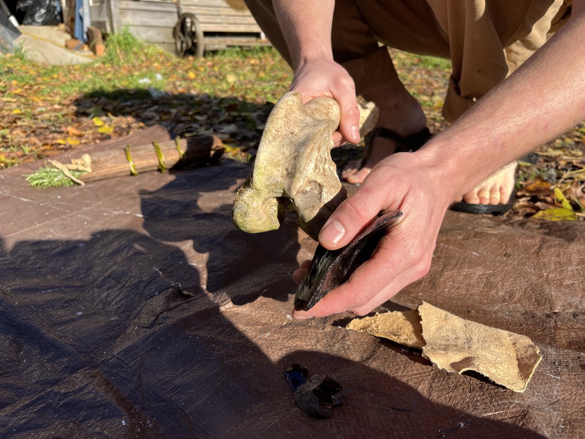 ProxyUniversal's tweet photo. Day 5 of #30daysofmaking
Taking things back to the dawn of technology, my friend Max showed me how to strike an obsidian shard. This will be used for a very special purpose in the near future. https://t.co/kKSuPPCkxj