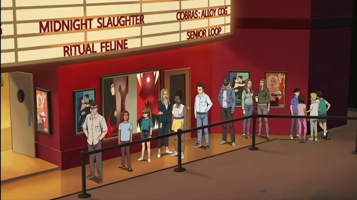 VuYoshi's tweet image. Movie theatre design/layout for #InvincibleHQ #invincibleseason2 #Invincible 
Paint by: @yohodang
Color Sup: #Instagram #astoddy
Art Direction: #IG #shaunphonso