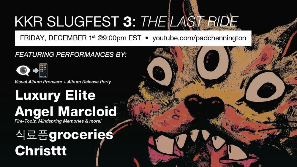 MULTIPOST TIME

1. My set for KKR Slugfest 3 is done. For those of you who missed the FlamingoFest set, you'll get to hear it here, accompanied with visuals that fit that world the set went into. Def my favorite set I've done, hands down. Hope to see you on December 1st!