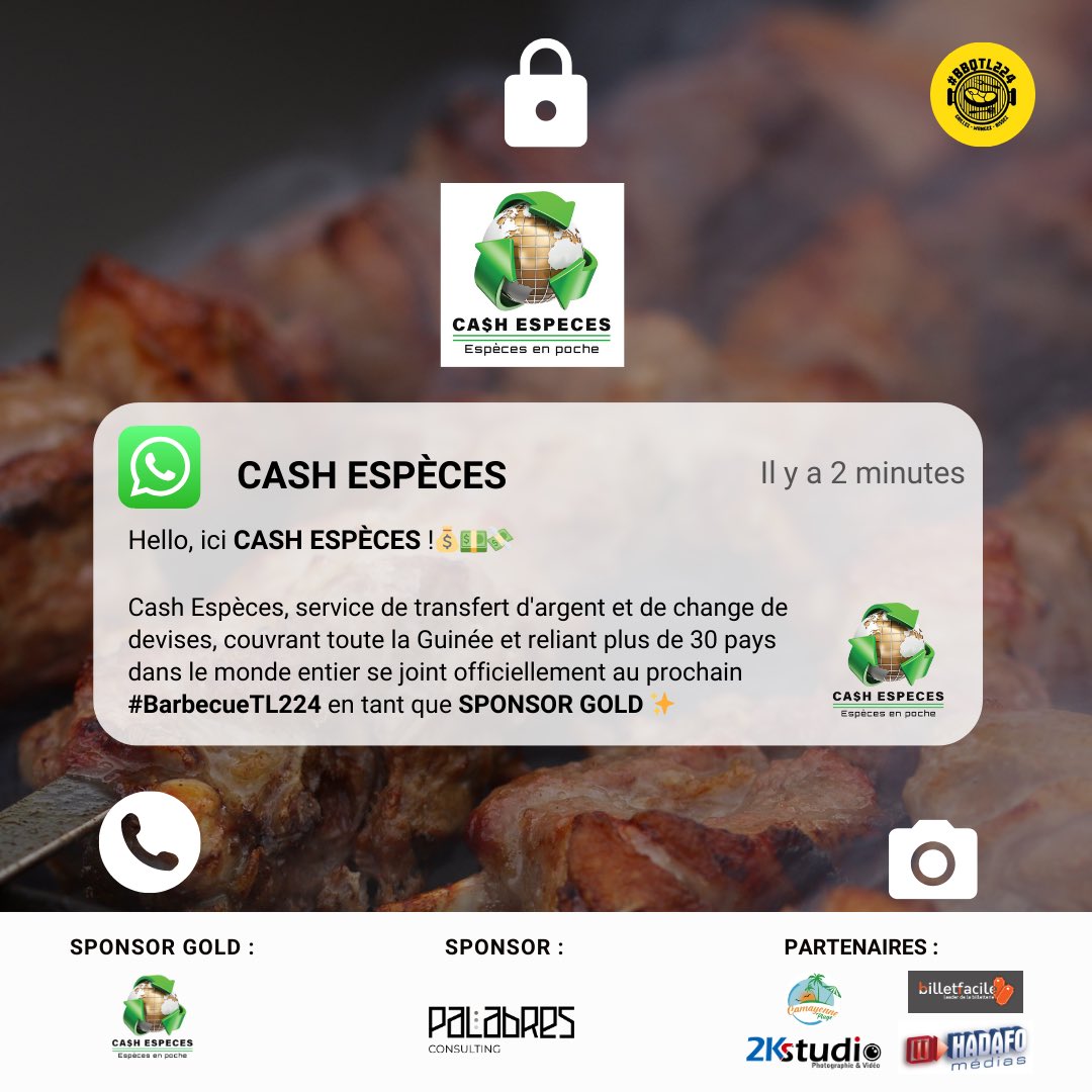 [SPONSOR GOLD✨]

Nous avons une bonne nouvelle !!!
<a href="/CashEspeces/">Cash Espèces</a> nous a laissé un message il y a 2 minutes et nous tenons à vous le partager en prélude du #BarbecueTL224 prévu le 9 décembre 2023 à la plage de Camayenne.

Lisons ensemble 🤗😉

Rejoignez-nous !✅

#ToutPourBarbec