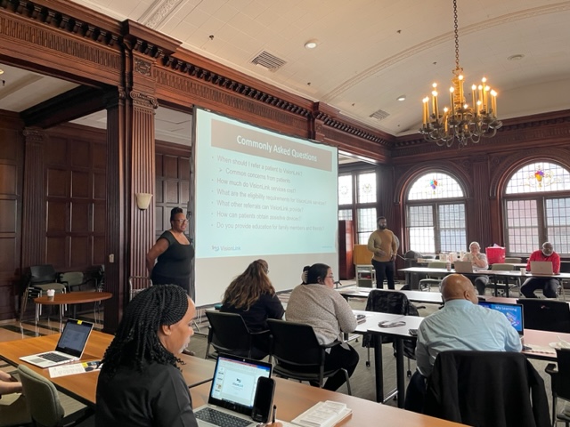 VisionLinkPHL's tweet photo. We were excited to join the Bureau of Blindness and Visual Services to discuss VisionLink’s resources and programs. We are grateful to have a strong network of community partners and look forward to working with them more in the future! https://t.co/ZHbbitJS3b