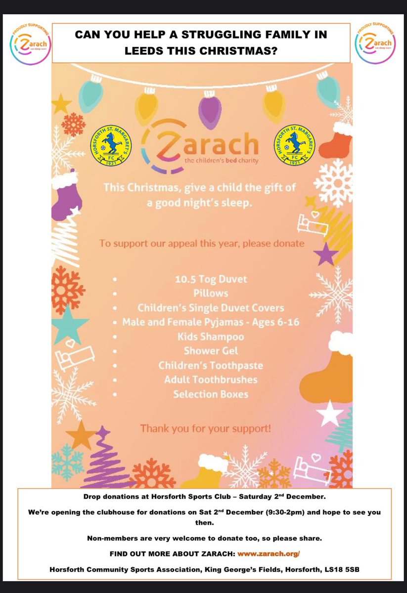 Can you help a struggling family in Leeds this Christmas? We’re supporting Leeds charity Zarach again this year. Times are tough, but we’d love your help, if you’re able. This Christmas, give a child the gift of a good nights sleep.