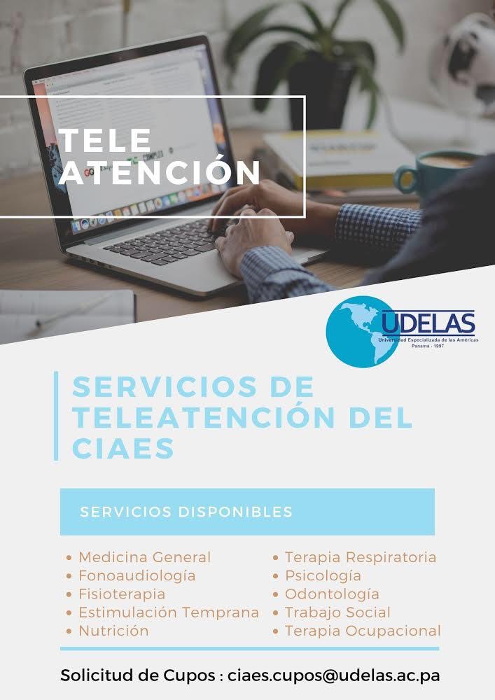 Clínicas de UDELAS (@ciaes_udelas) on Twitter photo Nos mantenemos brindando nuestros servicios en la modalidad de teleatención.
Escríbenos a: ciaes.cupos@udelas.ac.pa Nos mantenemos brindando nuestros servicios en la modalidad de teleatención.
Escríbenos a: ciaes.cupos@udelas.ac.pa