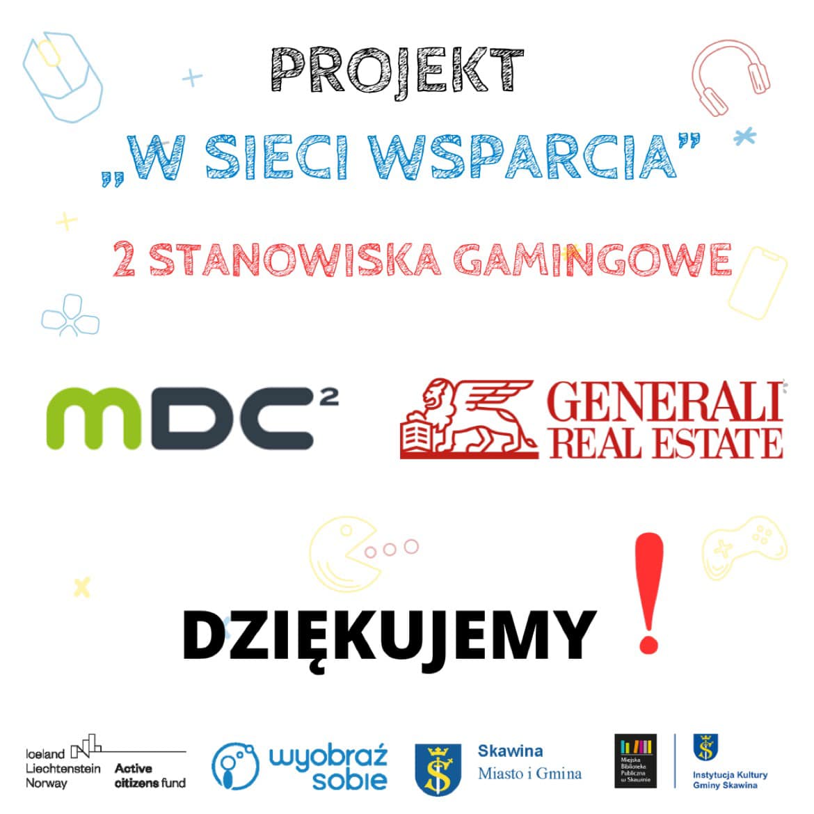 wyobraz_sobie's tweet photo. Kto z Was wie ile już mamy sfinansowanych stanowisk do sali gamingowej?
Z ogromną radością dziękujemy firmie MDC2 oraz Generali Real Estate za ich hojne wsparcie i sfinansowanie kolejnych DWÓCH stanowisk gamingowych.
Dziękujemy! https://t.co/NJjatmMHYm