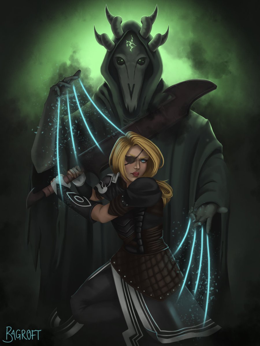 BagroftDraws's tweet photo. A #guildwars2 necro commission! This was a lot of fun #gw2fanart https://t.co/AuEXfxLHhe