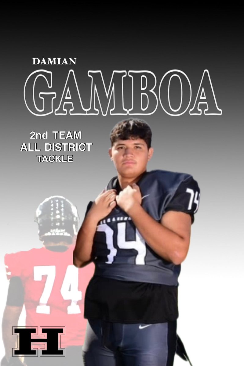 Coach_Veliz's tweet photo. Congratulations to Damian Gamboa
for being named 2nd Team All District Tackle. He protected &amp; secured the left side of our OL all year long. #RiseAndConquer https://t.co/rYyxen9exA