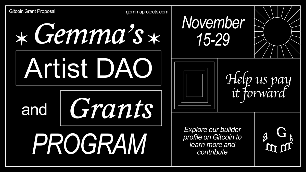 gemmaprojects's tweet image. ᴡʜᴀᴛ ᴡɪʟʟ ɪᴛ ᴍᴇᴀɴ ᴛᴏ ʜᴀᴠᴇ ᴀɴ ᴀʀᴛɪꜱᴛ-ʀᴜɴ ɢʀᴀɴᴛ ᴘʀᴏɢʀᴀᴍ ɪɴ ᴡᴇʙ3?

Our new @gitcoin proposal seeks funds to help launch Gemma’s Artist DAO.

Learn more + contribute → explorer.gitcoin.co/#/round/424/0x…