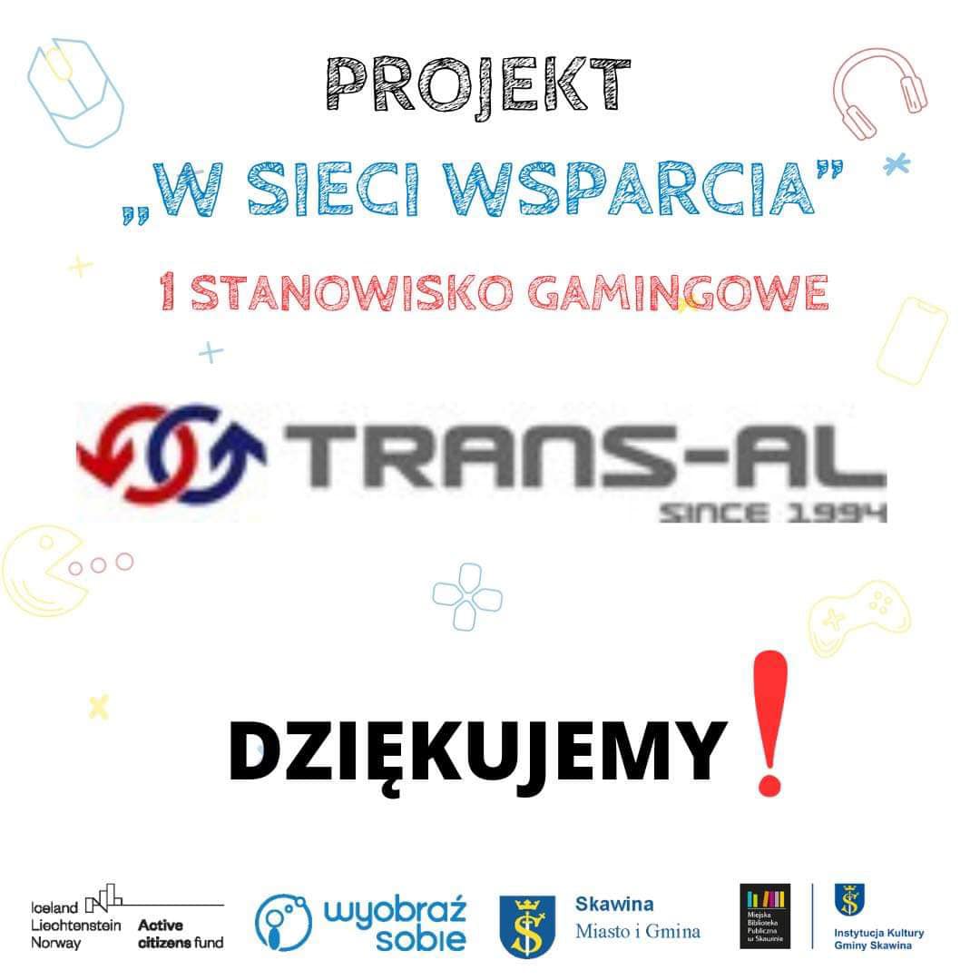 wyobraz_sobie's tweet photo. Mamy dzisiaj wielką przyjemność podziękować niezwykłej firmie Trans-Al Rentals za ich wsparcie i sfinansowanie jednego stanowiska gamingowego.
Dzięki jej szczodrości, nasza społeczność gamingowa w Skawinie zyskuje nowe możliwości i przestrzeń do rozwijania swoich umiejętności. https://t.co/VJBu8VLzUZ