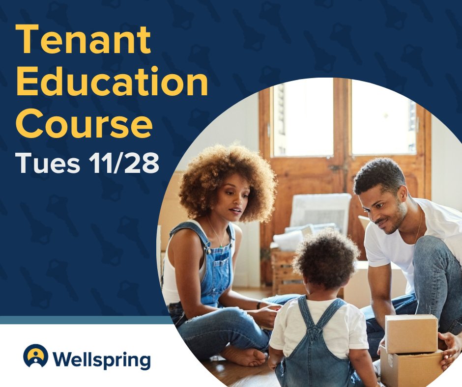 Our FREE Tenant Education Course will provide tips for obtaining and maintaining stable housing 🏡. Join us on NOV 28 at 12PM to get the scoop on all the key topics.

Don’t miss out on this free event – sign up today! wellspringfs.org/event/tenant-e…

#TenantEducation #SeattleHousing