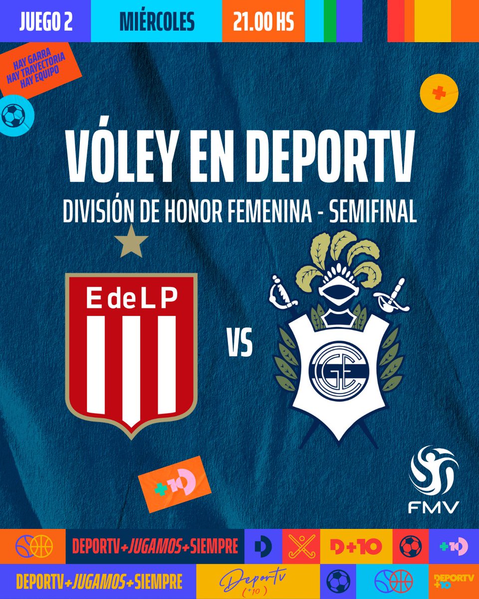 DEPORTV (@canaldeportv) on Twitter photo 🔥 ¡ESTE MIÉRCOLES HAY CLÁSICO EN LA PLATA! 🔥 
🦁 ¡ESTUDIANTES QUIERE PASAR A LA FINAL, GIMNASIA FORZAR UN DESEMPATE! 🐺
⏰ 21 hs
🏟️ Polideportivo Victor Nethol
👕 <a href="/voleycge/">Voley CGE ⭐️⭐️⭐️⭐️+⭐️</a> (0) 🆚 (1) <a href="/EdelpVoley/">Voley Estudiantes de La Plata</a>
🏆 Semifinal - Juego 2
🎙️ <a href="/falavoley/">Hernán Falabella</a>- <a href="/DonDerrouse/">Martín De Rose</a>
🤳 #VOLEYenDEPORTV 🔥 ¡ESTE MIÉRCOLES HAY CLÁSICO EN LA PLATA! 🔥 
🦁 ¡ESTUDIANTES QUIERE PASAR A LA FINAL, GIMNASIA FORZAR UN DESEMPATE! 🐺
⏰ 21 hs
🏟️ Polideportivo Victor Nethol
👕 <a href="/voleycge/">Voley CGE ⭐️⭐️⭐️⭐️+⭐️</a> (0) 🆚 (1) <a href="/EdelpVoley/">Voley Estudiantes de La Plata</a>
🏆 Semifinal - Juego 2
🎙️ <a href="/falavoley/">Hernán Falabella</a>- <a href="/DonDerrouse/">Martín De Rose</a>
🤳 #VOLEYenDEPORTV