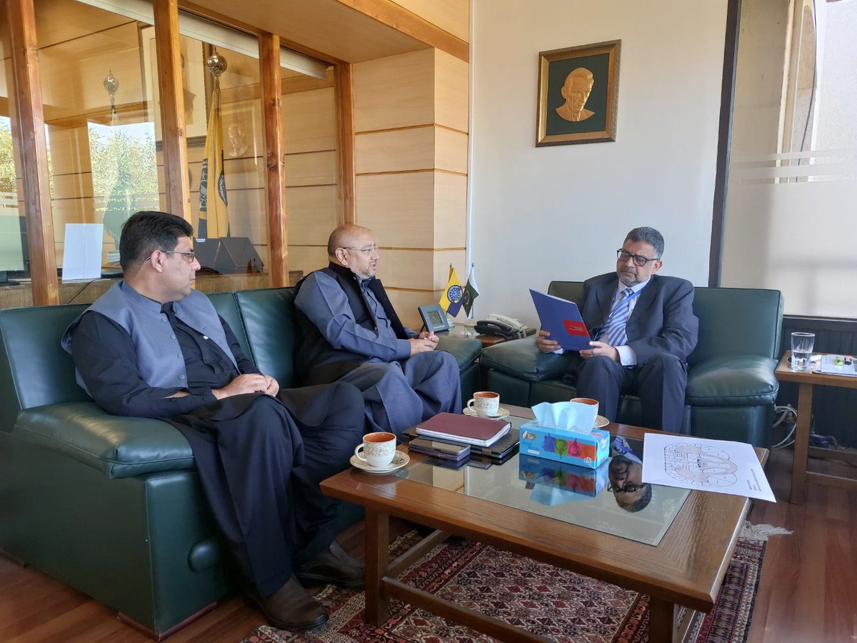 Prof Syed Hussain Haider Integrity Expert UNODC, Vice Chairman Pak Institute of Human Rights called on VC Prof Dr Khalid Hafeez. Formation of BUITEMS as hub of countering violence and matters pertaining to mutual interests were discussed.