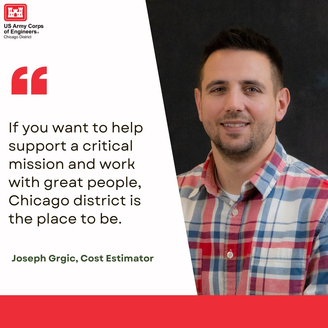 Today, we are proud to feature Joseph Grgic for our Employee Spotlight! Joe is a Cost Estimator with #USACEChicago.

We are happy to have him on our team! Learn more about what we do:
lnkd.in/gGSwCJqD