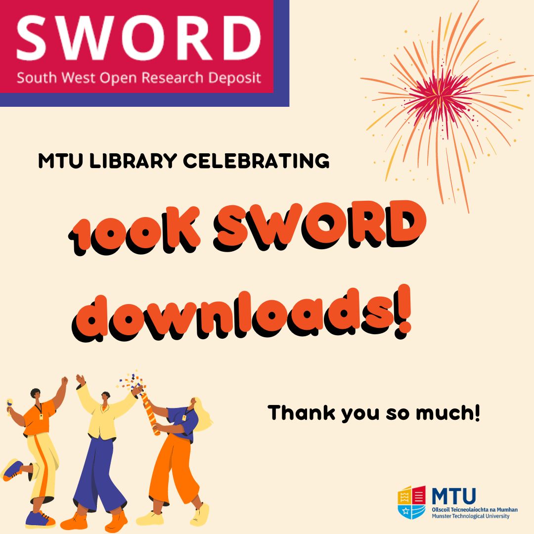 We're delighted to share the wonderful news that the MTU SWORD respository has just reached the significant milestone of 100,000 downloads! This amazing resource brings together all of MTU's research while preserving & providing access to that research. Thanks everyone! @MTU_ie
