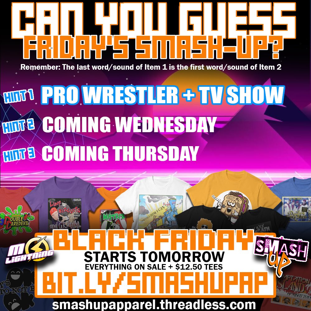 smashupdesigns's tweet photo. Pro Wrestling is no stranger to previous Smash Up designs:
* Stone Cold Stone Creamery
* D-Generation X-Men
* Dudley Boyz 2 Men

Who will be the next star to step out of the Squared Circle and into a Smash Up?

Find out Friday... unless you guess it sooner https://t.co/T2ahPIYhnO