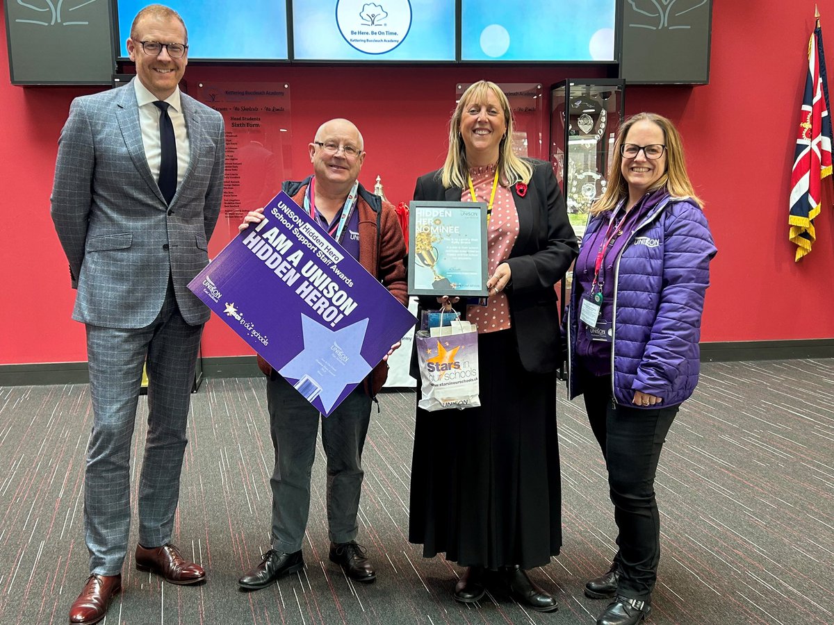 Congratulations to one of our amazing associate staff, Kelly Brace, who was presented with the runner up award for Unison’s Hidden Hero of the Year Award today.