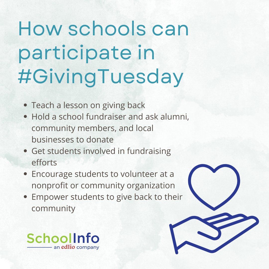 Next Tuesday is #GivingTuesday! It's a great way to increase donations to your school and teach students about the importance of giving back!

#edchat #schoolfundraiser #schoolPR