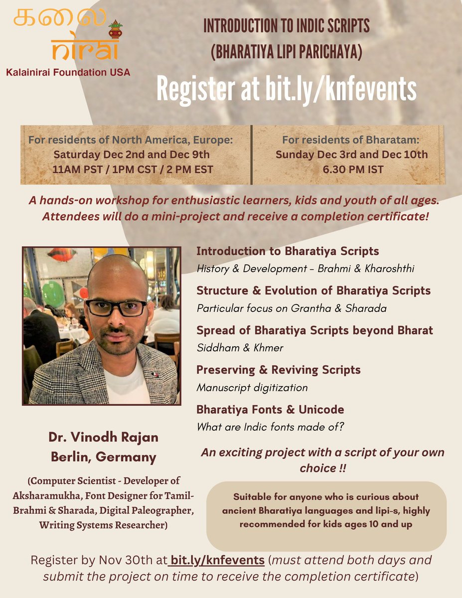 Vidya (@sabdavidya) on Twitter photo <a href="/virtualvinodh/">Vinodh Rajan</a> Please see updated flyer with an additional date added with IST- friendly timings. (Please note updated date/times). <a href="/virtualvinodh/">Vinodh Rajan</a> Please see updated flyer with an additional date added with IST- friendly timings. (Please note updated date/times).