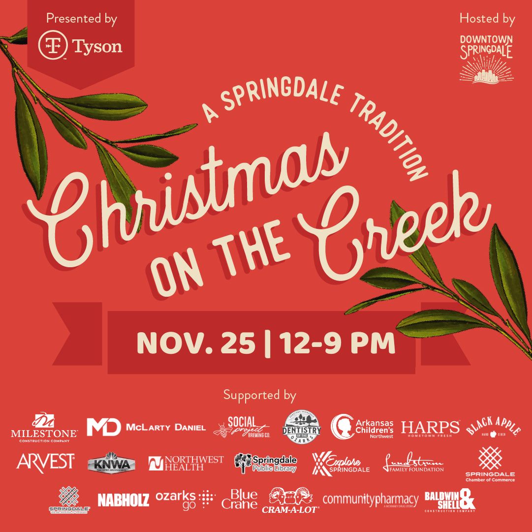 SpringdaleAP's tweet image. Catch the magical holiday experience at Christmas on the Creek on November 25th! Get in the spirit with the Emma Exchange showcasing the talents of local artisans, take photos with Santa, witness the Christmas Tree lighting ceremony, and watch the Christmas parade! 🎅🎄