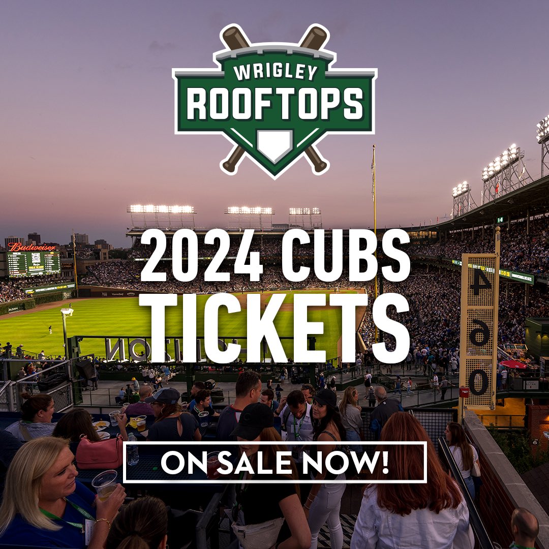 Wrigley Rooftops tickets for 2024 #Cubs games are on sale now!
 
Catch a Cubs game with unbeatable rooftop views and all-inclusive food and beverage: wrigleyrooftops.com