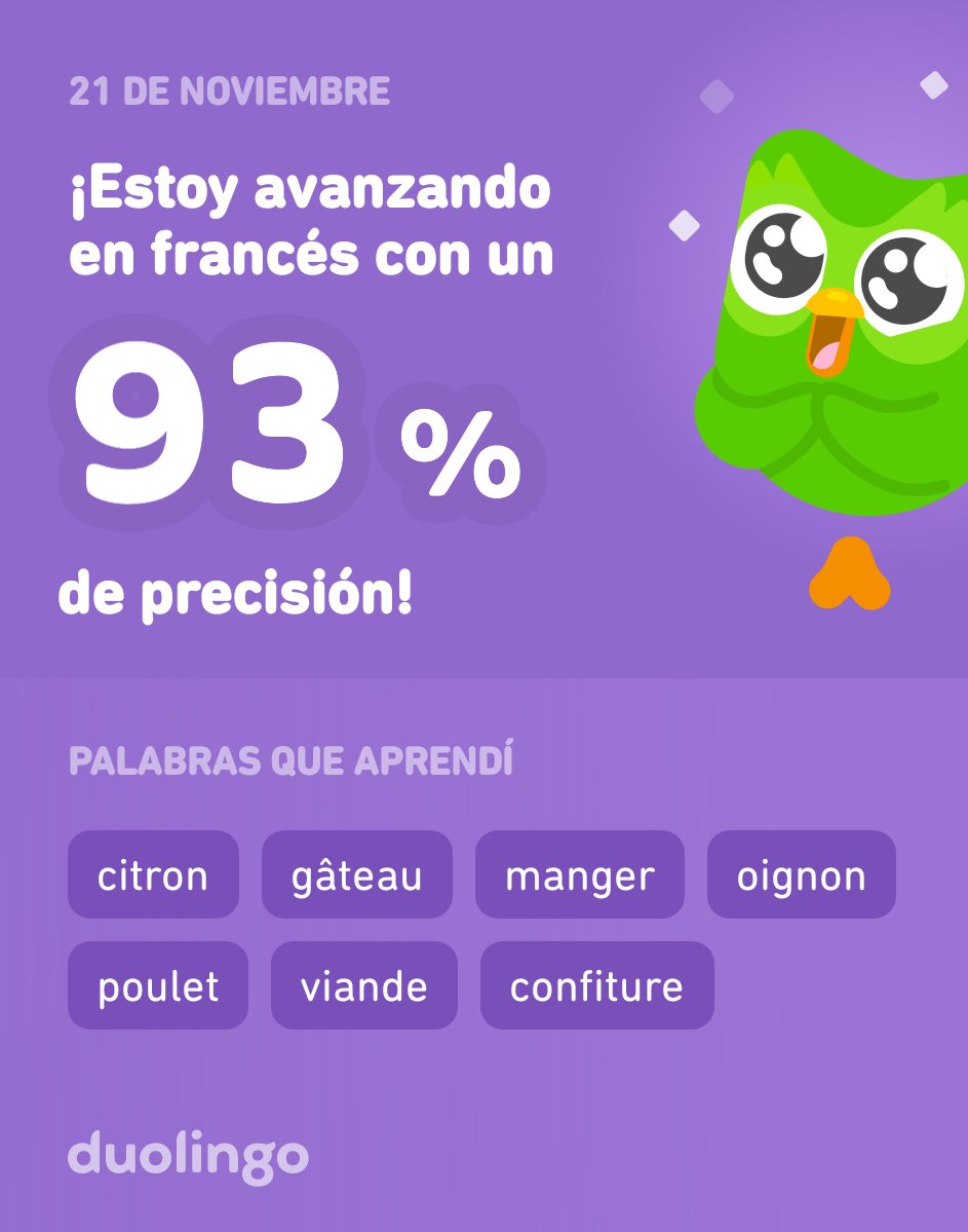 Ar_Chm's tweet photo. ¡Estoy aprendiendo francés en Duolingo! Es gratis, divertido y efectivo. https://t.co/CSUk4YUAC7
