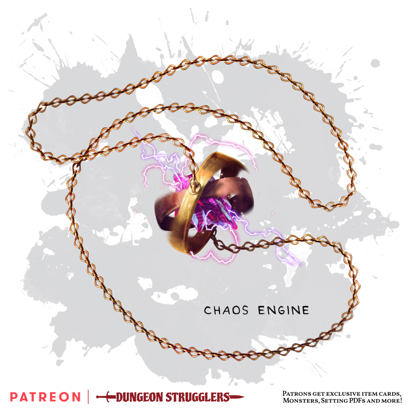 DStrugglers's tweet photo. ✨New item!✨
Chaos Engine
Wondrous item, legendary (requires attunement by a spellcaster)

https://t.co/NHGzuFVQs1

#DungeonStrugglers #DnD #ttrpg #dndart #dnd5e #dungeonsanddragons #5e #WotC #digitalart #illustration #fantasy #art https://t.co/OqS51l3rff