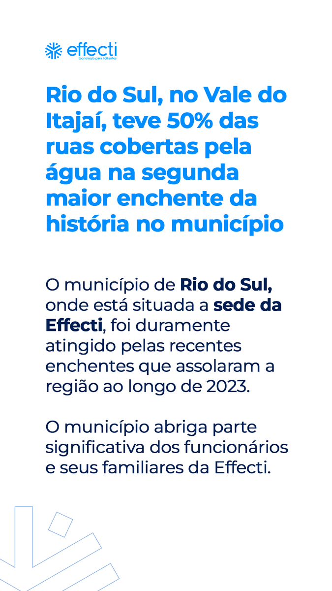 effectisistemas's tweet photo. A Effecti, uma empresa dedicada à  responsabilidade social e ao cuidado das comunidades em que atua,  reconhece a importância de se envolver nos desafios enfrentados pela  região do Vale do Itajaí, em particular na cidade de Rio do Sul, onde  está situada sua sede. 

#riodosul https://t.co/AK1ehcoN6y