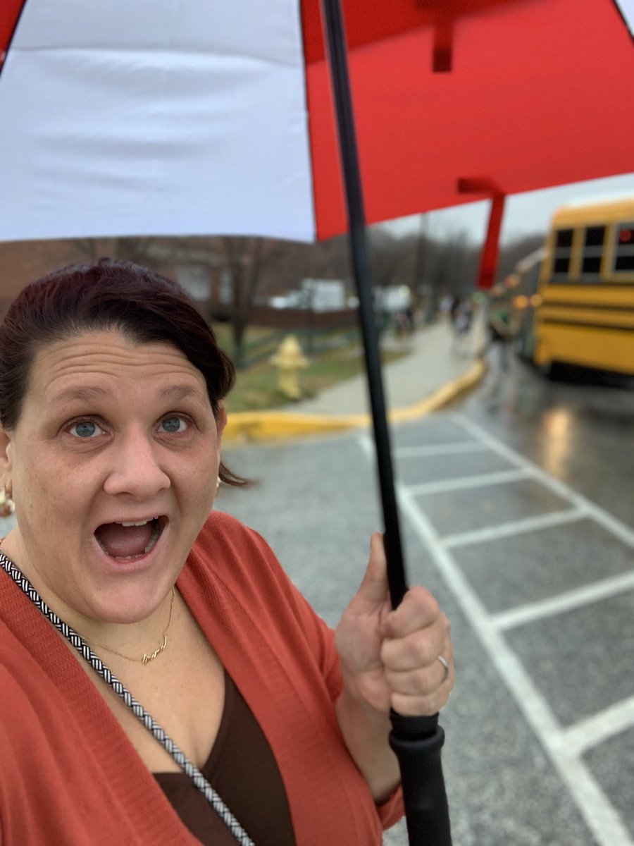 The rain couldn’t dampen that last dismissal before break energy! Keep those eyes to the sky &amp; best wishes for a beautiful, restful, and peaceful break! ❤️🖤☔️🚌🍁🍂🌼