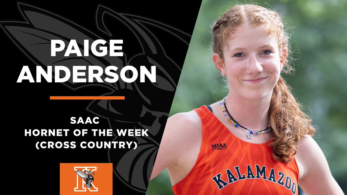 Kalamazoo College Athletics (@khornets) on Twitter photo Congrats to Paige Anderson for being named the SAAC Women's Hornet of the Week! Paige was the lone Kalamazoo runner at the NCAA DIII Championships, finishing 90th at 22:25! #GoHornets <a href="/kcollegexc/">Kalamazoo College XCTF</a>
Story: tinyurl.com/2dfbn2me Congrats to Paige Anderson for being named the SAAC Women's Hornet of the Week! Paige was the lone Kalamazoo runner at the NCAA DIII Championships, finishing 90th at 22:25! #GoHornets <a href="/kcollegexc/">Kalamazoo College XCTF</a>
Story: tinyurl.com/2dfbn2me