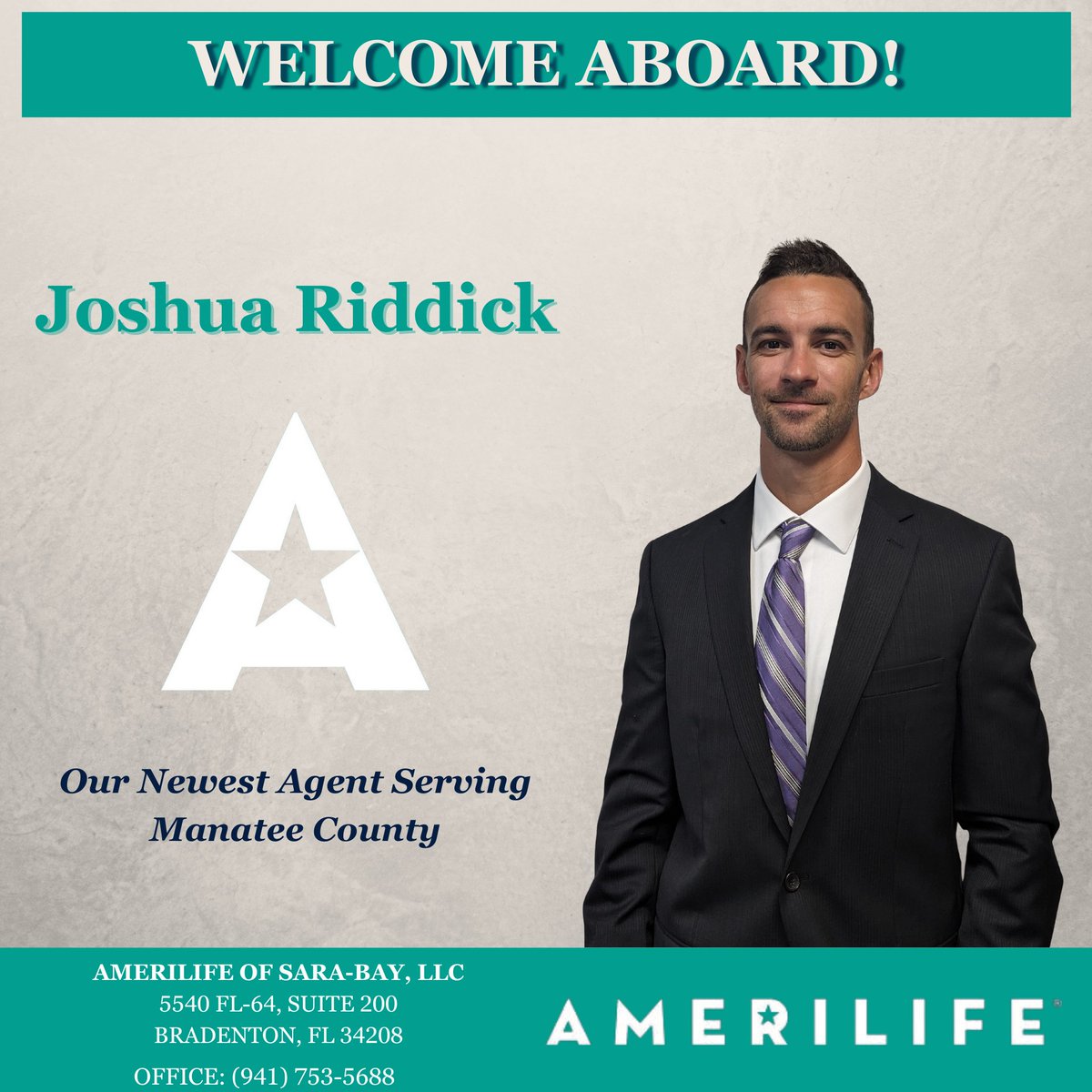Please join us in welcoming our Newest Agent: Joshua Riddick!!!!
We are so excited to be a part of your success! 
#AmeriLife #TogetherAsOne #SuccessStory #AmeriLifeCares #NowHiring