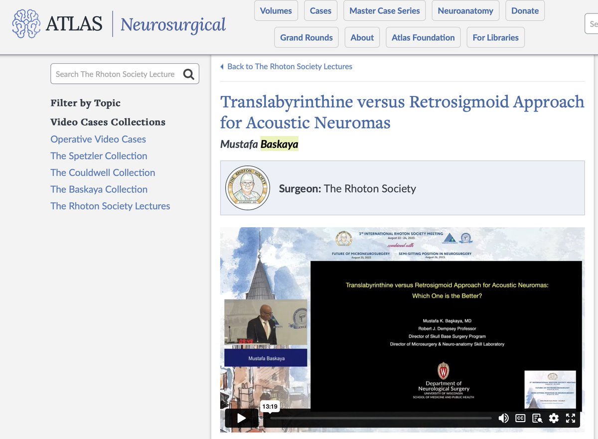 🌐🔬 Shared insights at the 3rd Intl. Rhoton Society Meeting in Turkey. 🧠 Explore my talk on "Translabyrinthine vs. Retrosigmoid Approach for Acoustic Neuromas" now on The Neurosurgical Atlas. 📷🚀