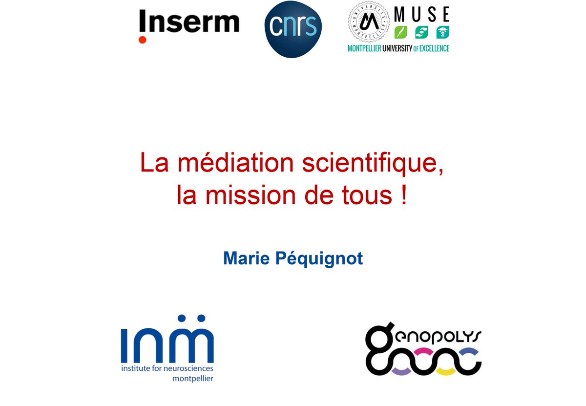 Marie Péquignot a proposé un séminaire à l'Institut des Neurosciences de Montpellier pour présenter <a href="/genopolys/">Genopolys</a> et encourager les personnels à s'impliquer dans la médiation et la communication scientifique. Une mission pour tous les personnels, quels que soient leur métier !