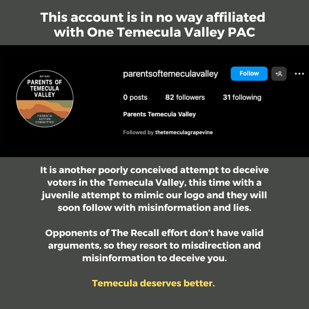 onetvpac's tweet photo. We would be flattered, if it weren't for the awful graphic design attempt trying to fool and deceive voters, and a stream of lies and misinformation that this account will likely unfurl on the community.
#theyhateuscausetheyaintus #Temecula
https://t.co/0iTmmgAI7C
#RecallAll3 https://t.co/4JLOEN4vT4