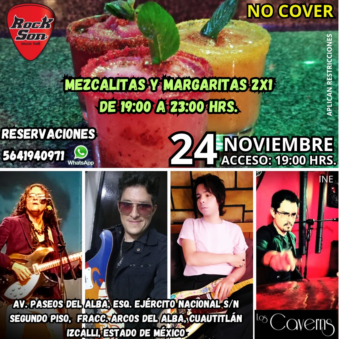 Nos vemos este viernes! 
#RockSon 
#loscaverns 
#rock
#rockenvivo
#rockenizcalli
#IZCALLI 
#rockband
#rockmusic 
#rock
