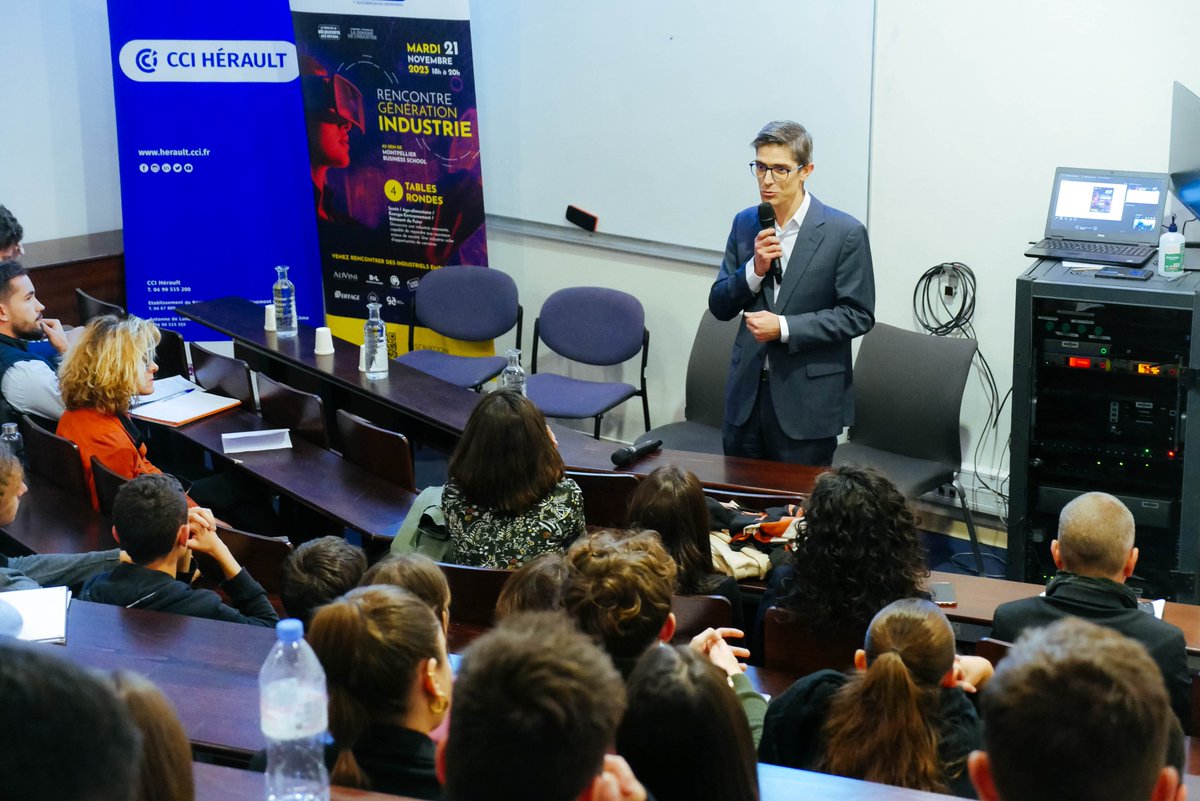 En direct 📸 En partenariat avec la <a href="/CCIHerault/">CCI Herault</a> et <a href="/IAE_Montpellier/">IAE Montpellier</a> , MBS coorganise ce soir la Rencontre Génération #Industrie.

💬 4 tables rondes inédites sont organisées pour rencontrer les industriels et dessiner son avenir : #Santé, #Bâtiment, #Agroalimentaire &amp; #Énergie.