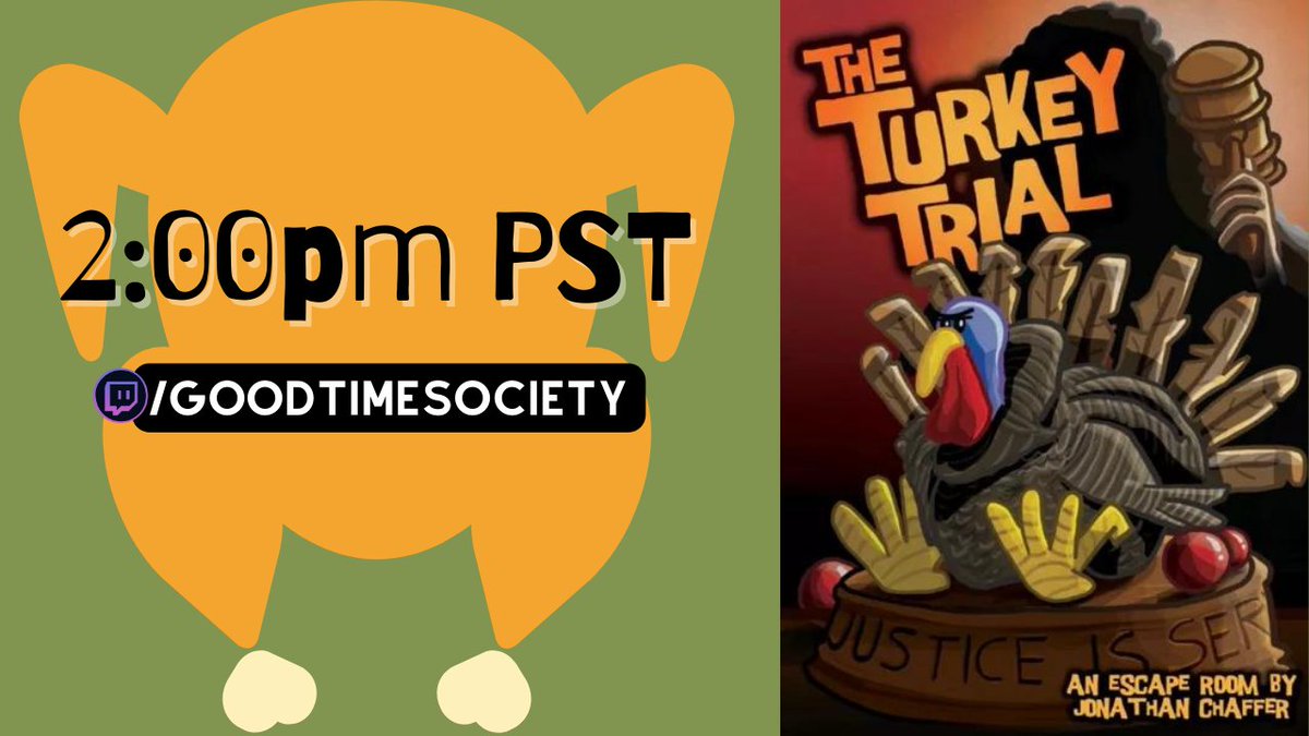 goodtimesociety's tweet image. 🎶The Turkey is a funny bird.
He is trying to avoid the trial,
and he only knows one word 
gobble, gobble, gobble🎶

Come join us at 2:00pm for some fun Turkey Trial Shenanigans!!