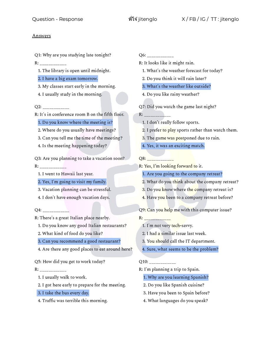 พี่โจ้มีโจทย์ #TGAT question-response 
พาร์ทที่เก็บคะแนน ง่ายที่สุด❗️ มาให้ฝึกทำกัน 20 ข้อ ✨

#dek67 #dek68 ลองทำกันเลย 👊

📌โจทย์ + เฉลย:drive.google.com/file/d/1CqNM_i…

ขอให้บฝห.นี้เดินทางถึงน้องๆทุกคนนะ

#วันนี้dek67ทำอะไร #studygramthailand #tgateng #Alevel #TGAT1
