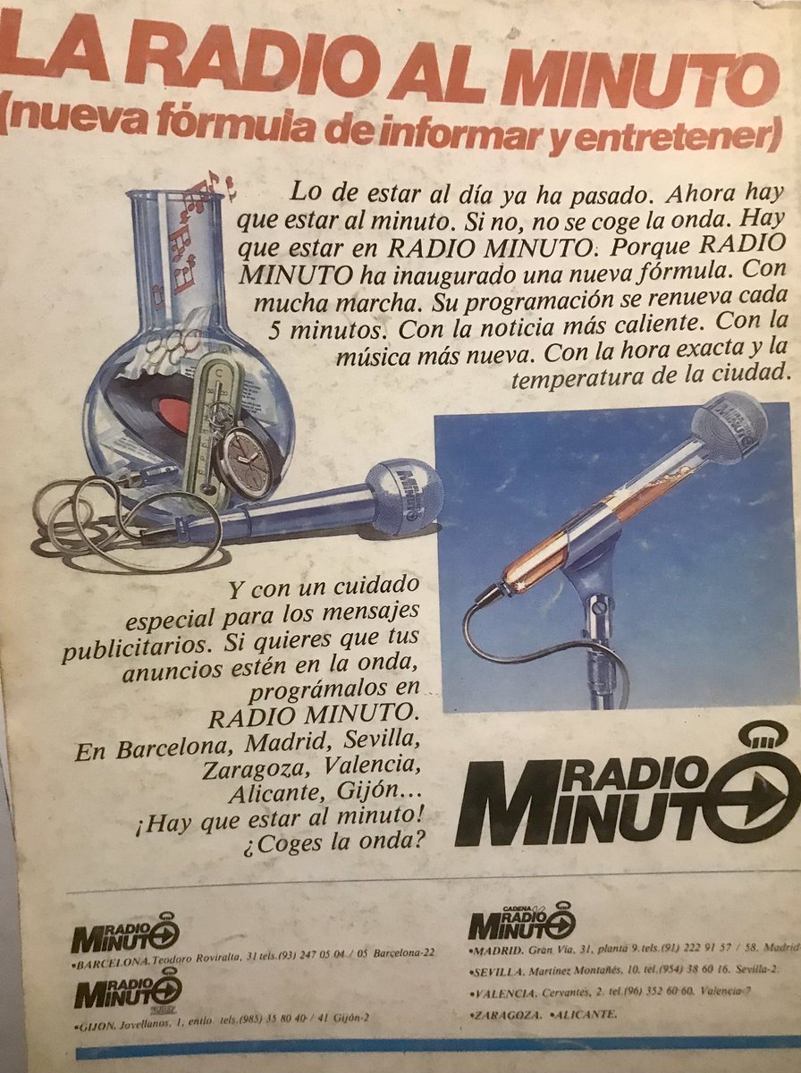 joseignacio's tweet photo. @JoseIgnacioWert @Los40Classic En Madrid el jingle era “A mi me va, me va Radio Minuto / porque da música y noticias a la vez/ a mi me va Radio Minuto/ en el 91 del dial / Radio Minuto FM… https://t.co/SlZAw4tRzh