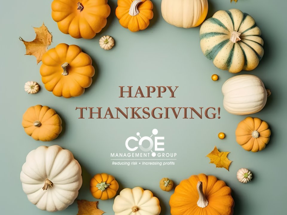 CoeManagement's tweet photo. Happy Thanksgiving from the COE Team! We are always so grateful for our valued clients and wish everyone a safe and relaxing holiday! https://t.co/hU04oF6ifO 336-768-8104 https://t.co/wu4o9yFiQG
